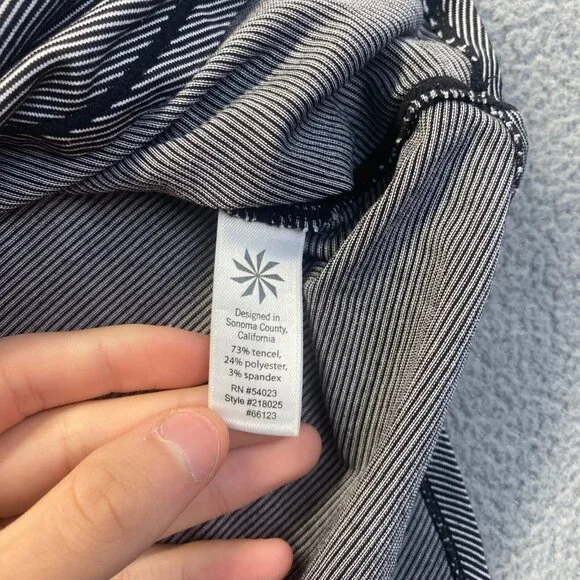 Athleta Womens Shanti Micro Stripe Tank Top Large S Tencel Black White Workout - Picture 8 of 9